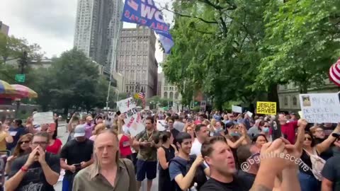 NYC HALL - Anti-vaccine ID Rally Started