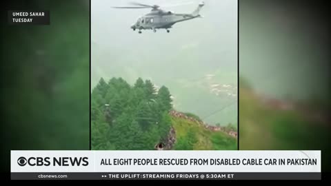 8 rescued from disabled cable car dangling hundreds of feet above Pakistan