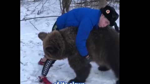 Brazen man wrestles with his pet Bear 🐻🐻🐻