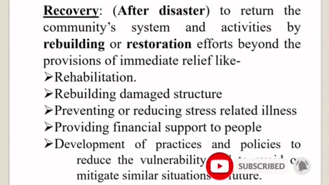 Disaster Management Cycle: Mitigation - Preparedness - Response - Recovery...