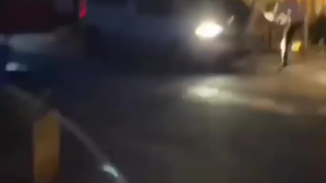 crazy guy goes on a rampage with his car