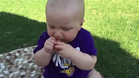 Try Not To Laugh : Baby Eating Fruit For The First Time | Funny baby video-6