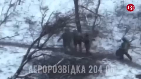 Drone wouldn’t let Russians rest - they took the wounded and started running in snowy forest