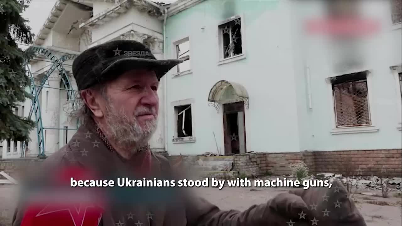 Ukrainians stood by with machine guns