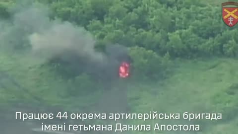 44th Artillery Brigade Destroys Russian Tank Hiding in the Woods