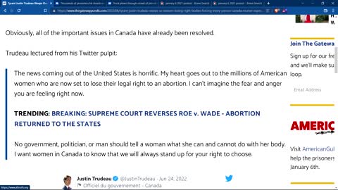 Canada wants ROE V WADE overturned,