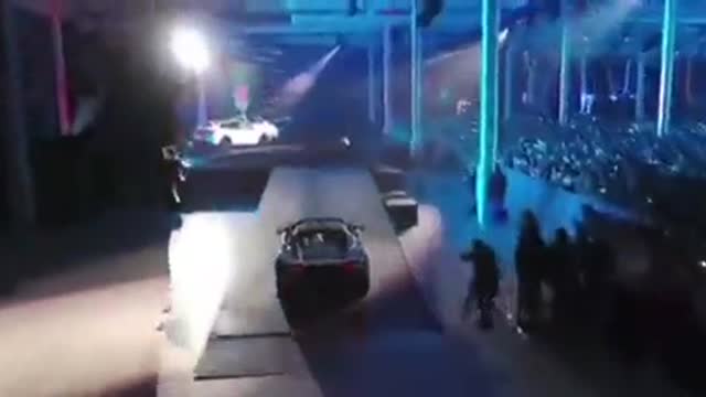 Tesla CEO Elon Musk epic entry at Cyber Rodeo event