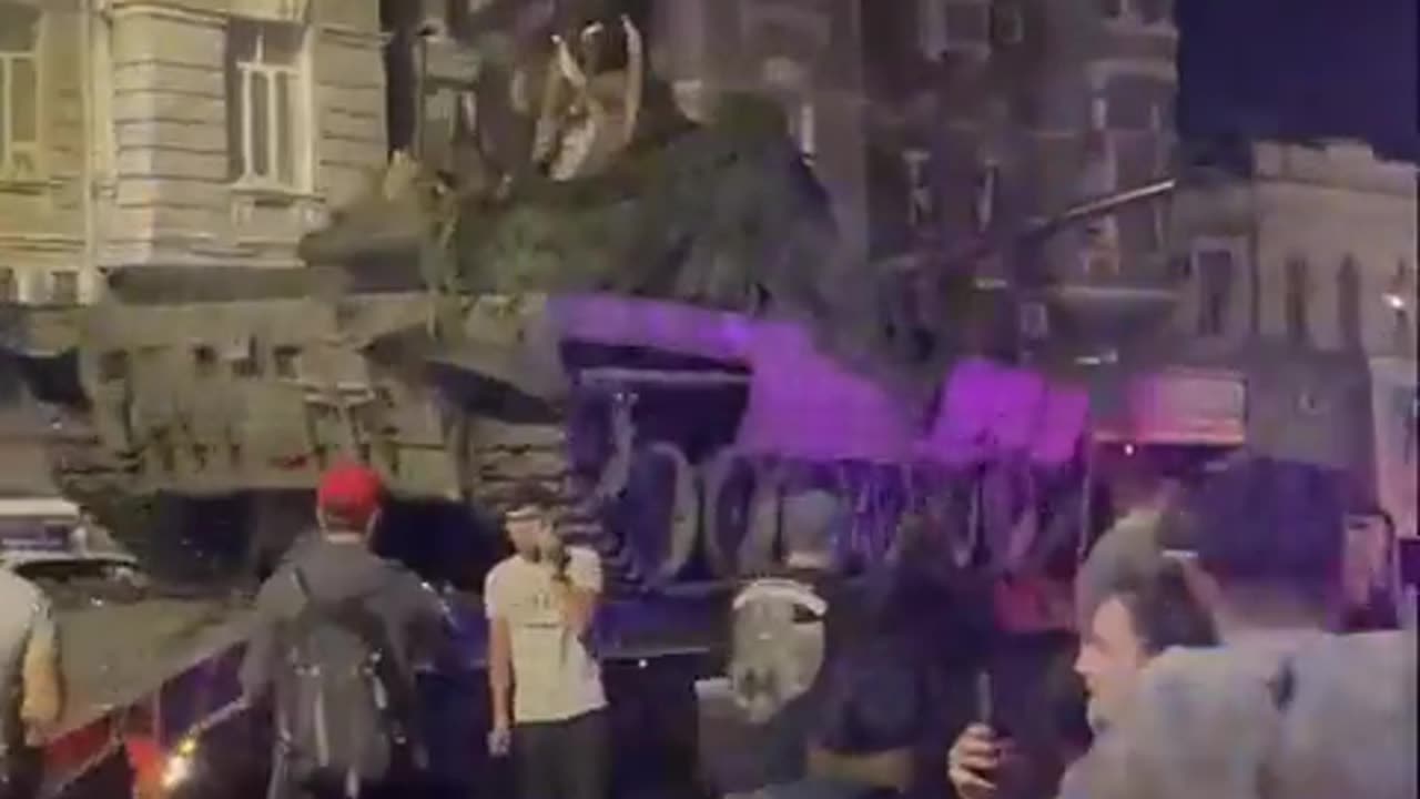 People of Rostov cheer and celebrate Wagner as they leave.