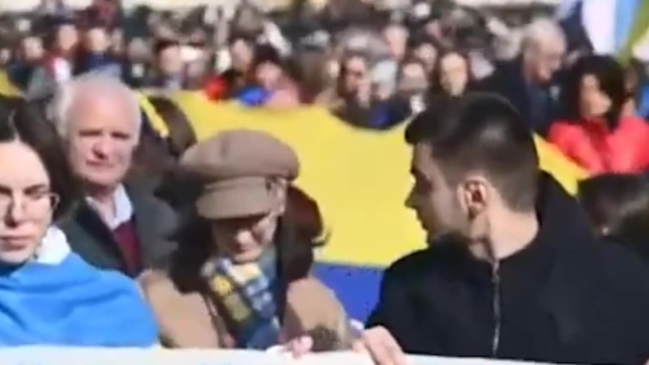 Demonstration in Europe at Ukraine Russia war anniversary