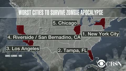 Principais cidades com maior probabilidade de sobreviver a um apocalipse zumbi