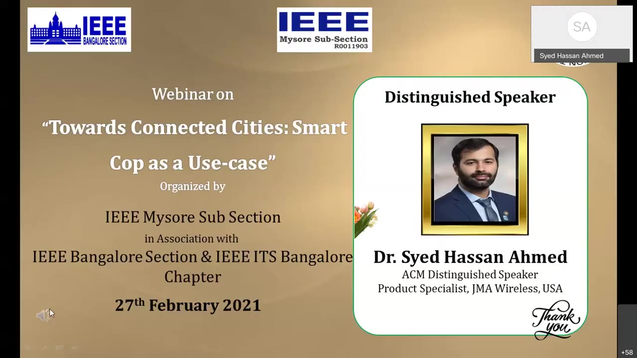 IEEE Bangalore Section: Towards Connected Cities Smart Cop as a Use case