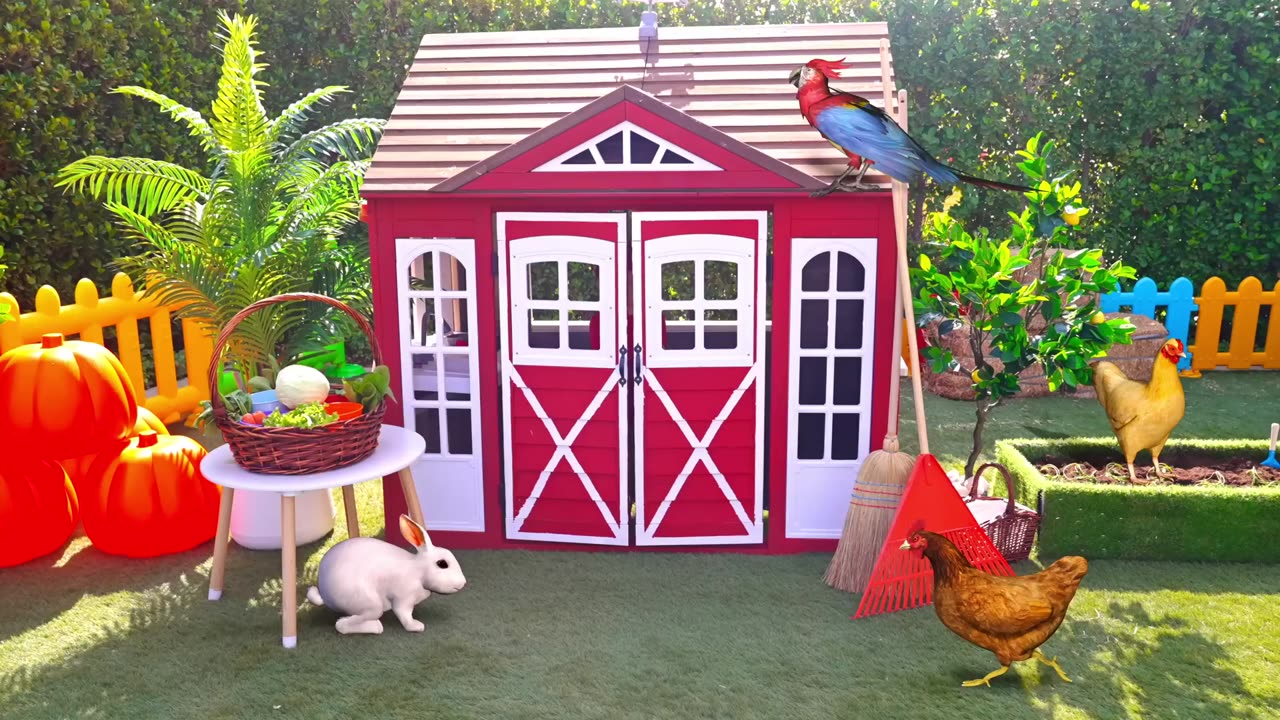 Oliver, Diana and Roma Feeding Animals at the Farm