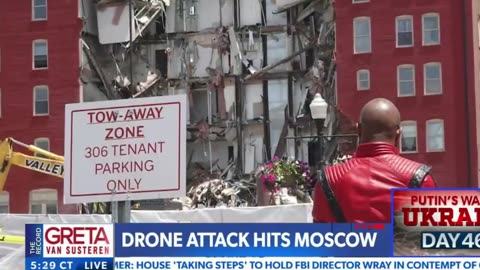 American News channel use image from the US as proof of the drone strike damage in Moscow