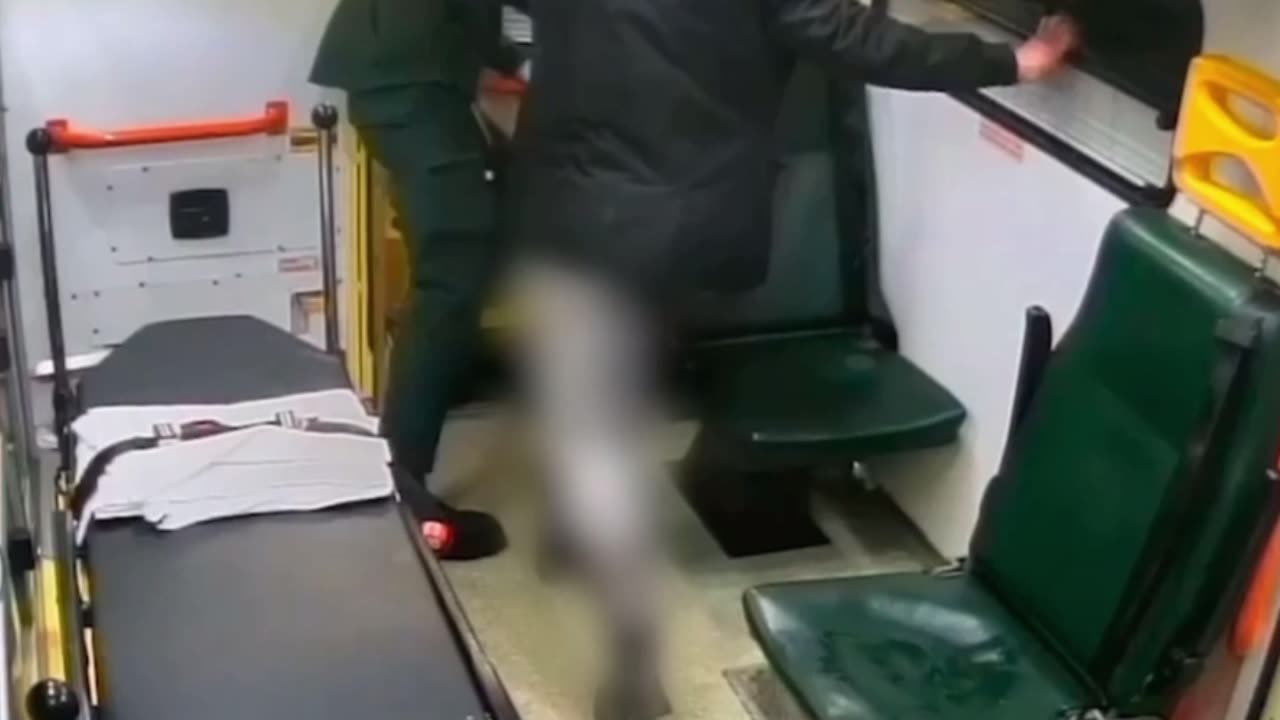 Patient pushes paramedic from ambulance