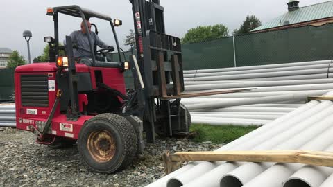 Forklift Falls Over And Pushes Back Up