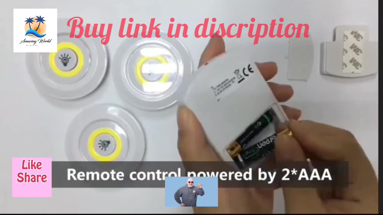 3W Super Bright Cob Under Cabinet Light LED Wireless Remote Control.0.59$, 87%off.