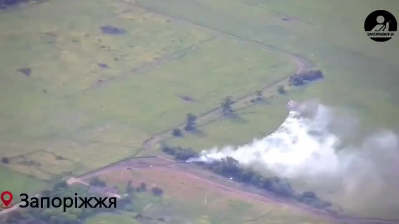 Burning Russian Tank: Ukrainian Drone Strikes in Southern Robotyne, Zaporizhzhia Oblast