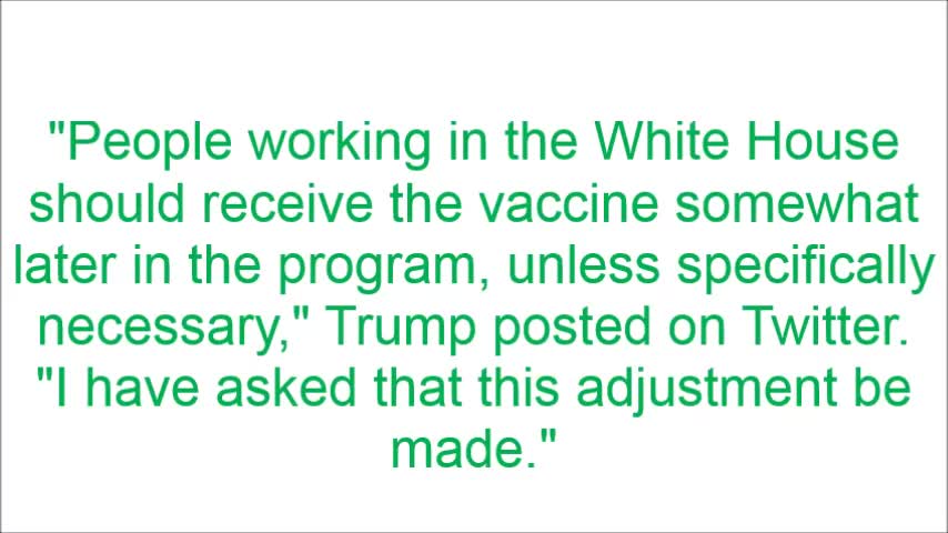 Trump says White House staffers shouldn't be among first to get coronavirus vaccine