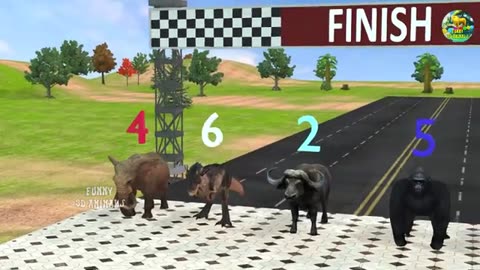 Wild | Animals Run Race | Challenge Game With Elephant Gorilla Buffalo Tiger