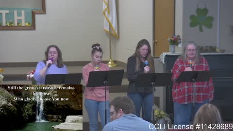 Moose Creek Baptist Church sings “Come Now is the Time to Worship“ During Service 2-27-2022