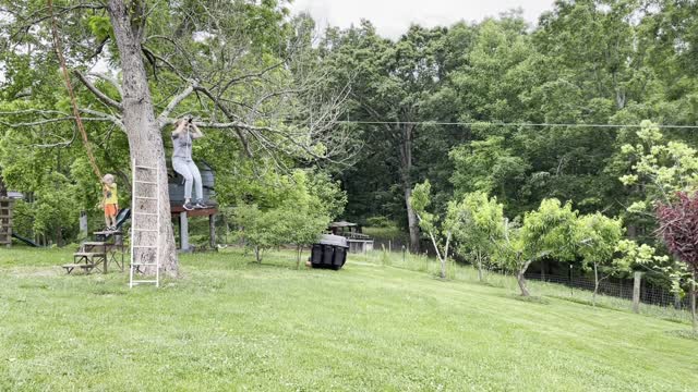 Sister Trying Zip Line Has Poor Execution