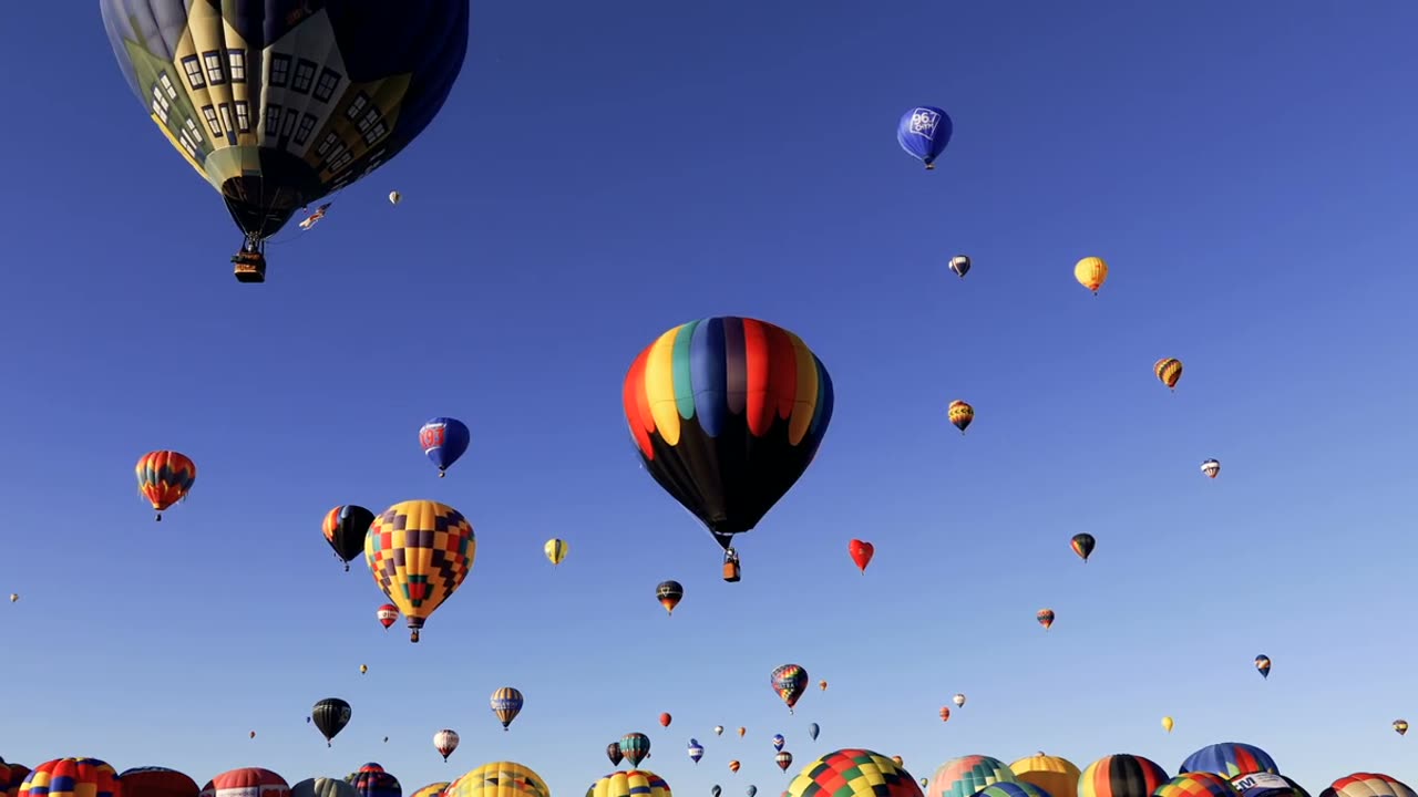 Beautiful Hot Air Balloons Floating Away [Free Stock Video Footage Clips]