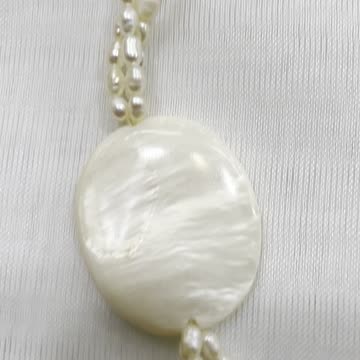 Handmade Unique Adjustable Necklace with Mother of Pearl, Freshwater Pearl