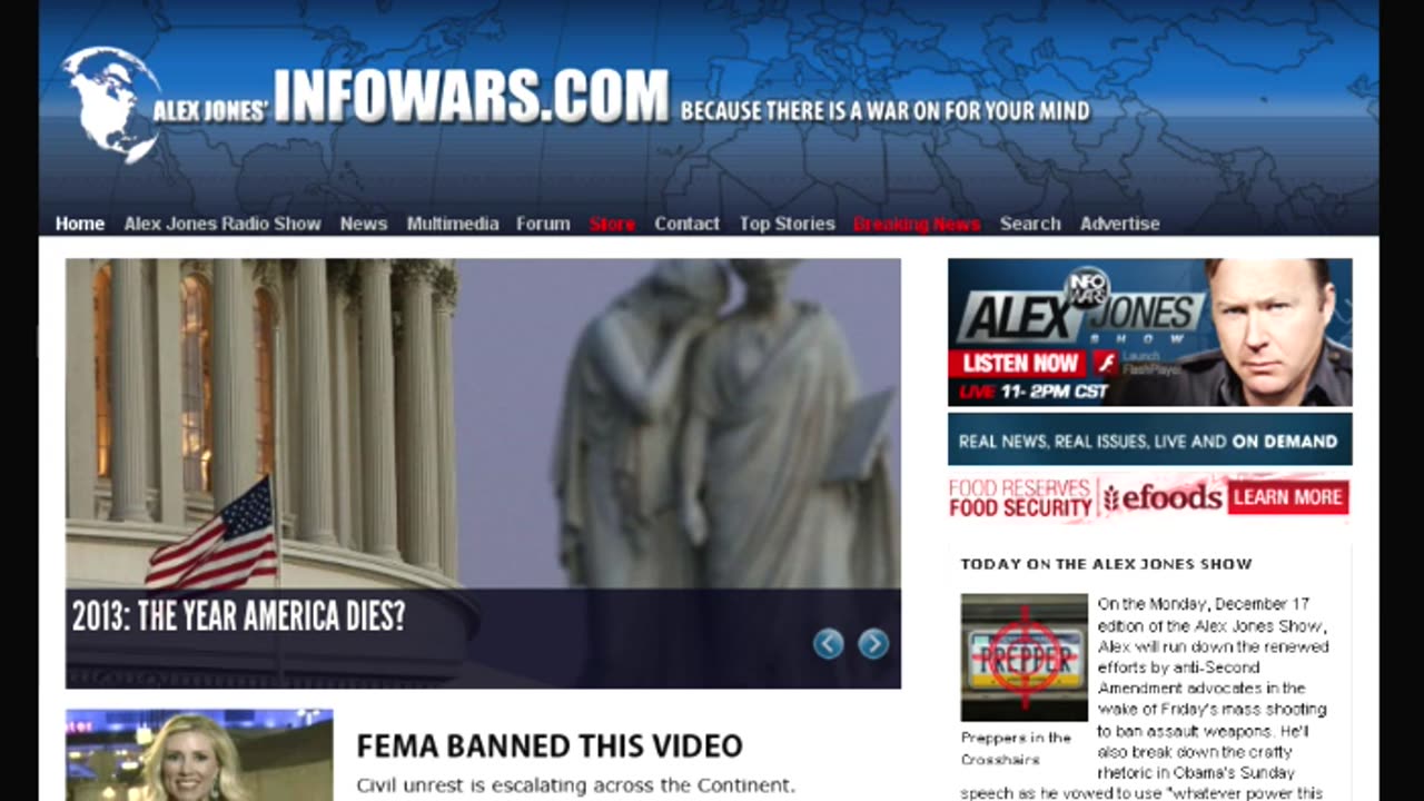 Alex Jones Sandy Hook Files - Monday 12 17 2012