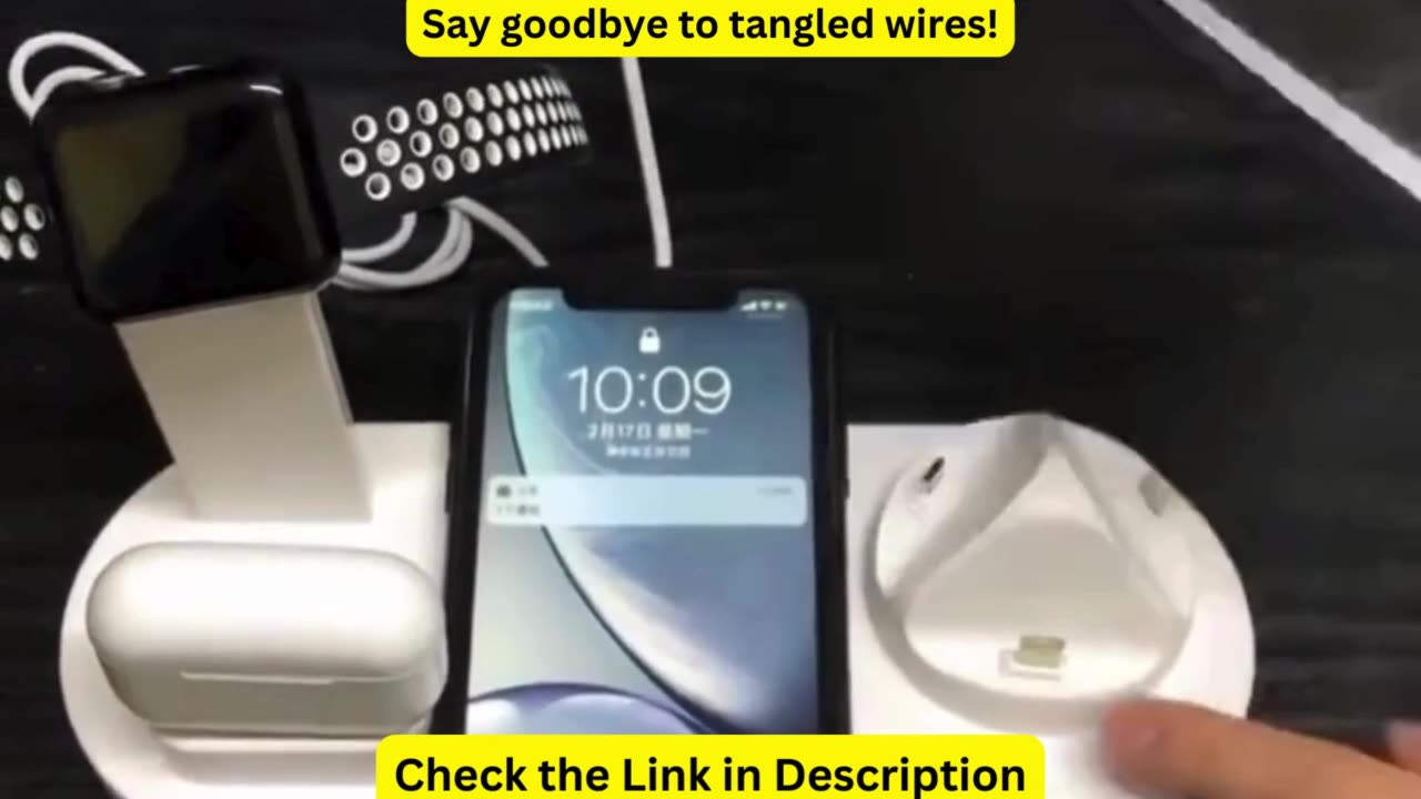 Say goodbye to tangled wires!5 In 1 Fast Wireless Charger Stand Desk Phone Chargers