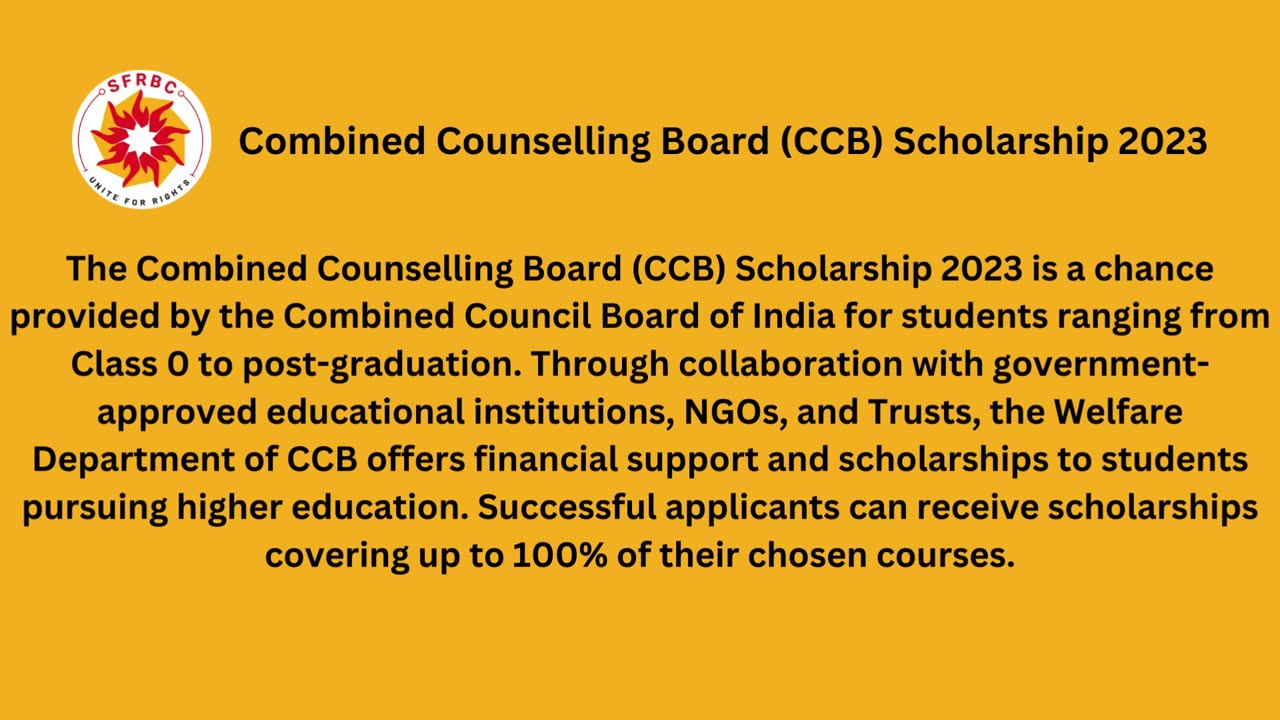 How to get Combined Counselling Board scholarship in India