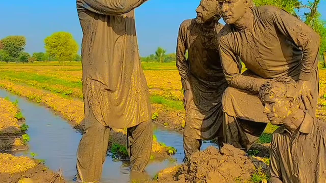 "Stuck in Hilarity: The Unmovable Men in Mud Challenge!"