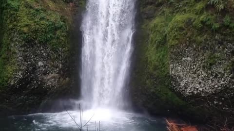 Relaxing music along with beautiful waterfall