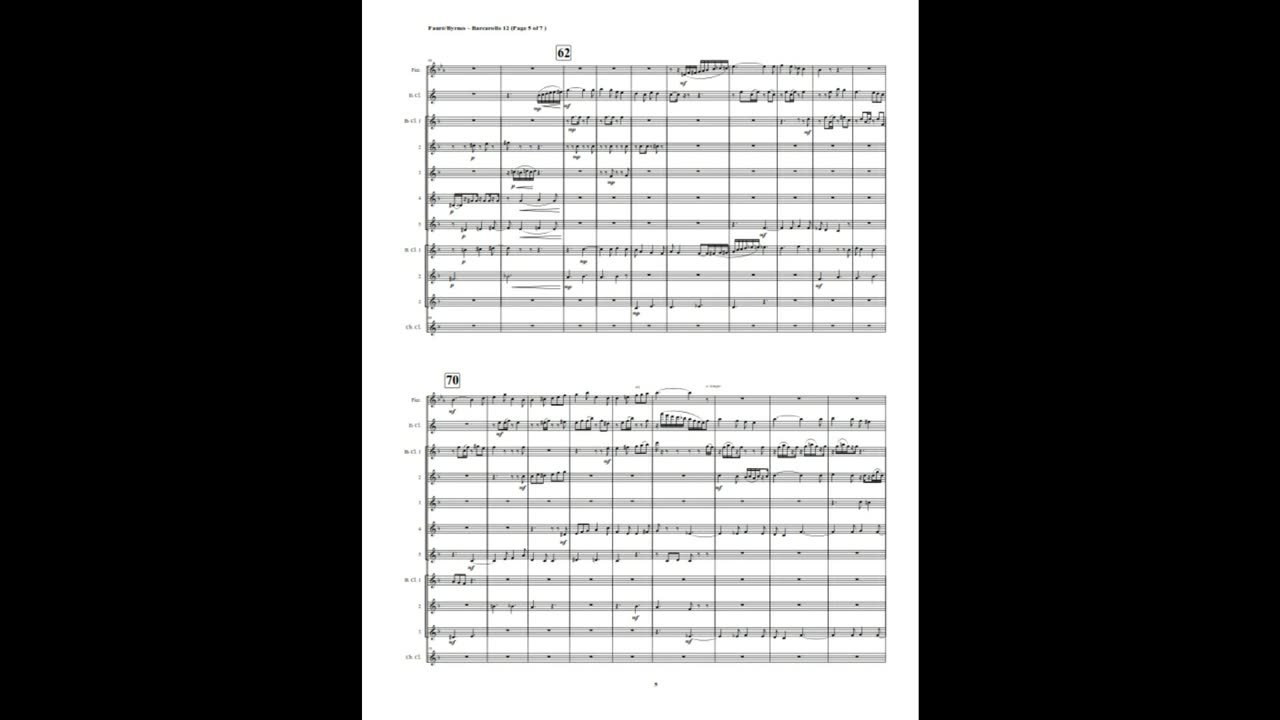 Gabriel Fauré – Barcarolle 12, Op. 105, No. 2 (Clarinet Choir + Piccolo)