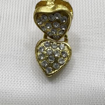 18KGP Two Hearts Leverback Earrings. Made with Swarovski Crystal. Rare Find.