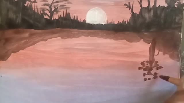 Beautiful moon scenery painting పెయింటింగ్ వీడియో #ytshorts#painting
