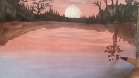 Beautiful moon scenery painting పెయింటింగ్ వీడియో #ytshorts#painting