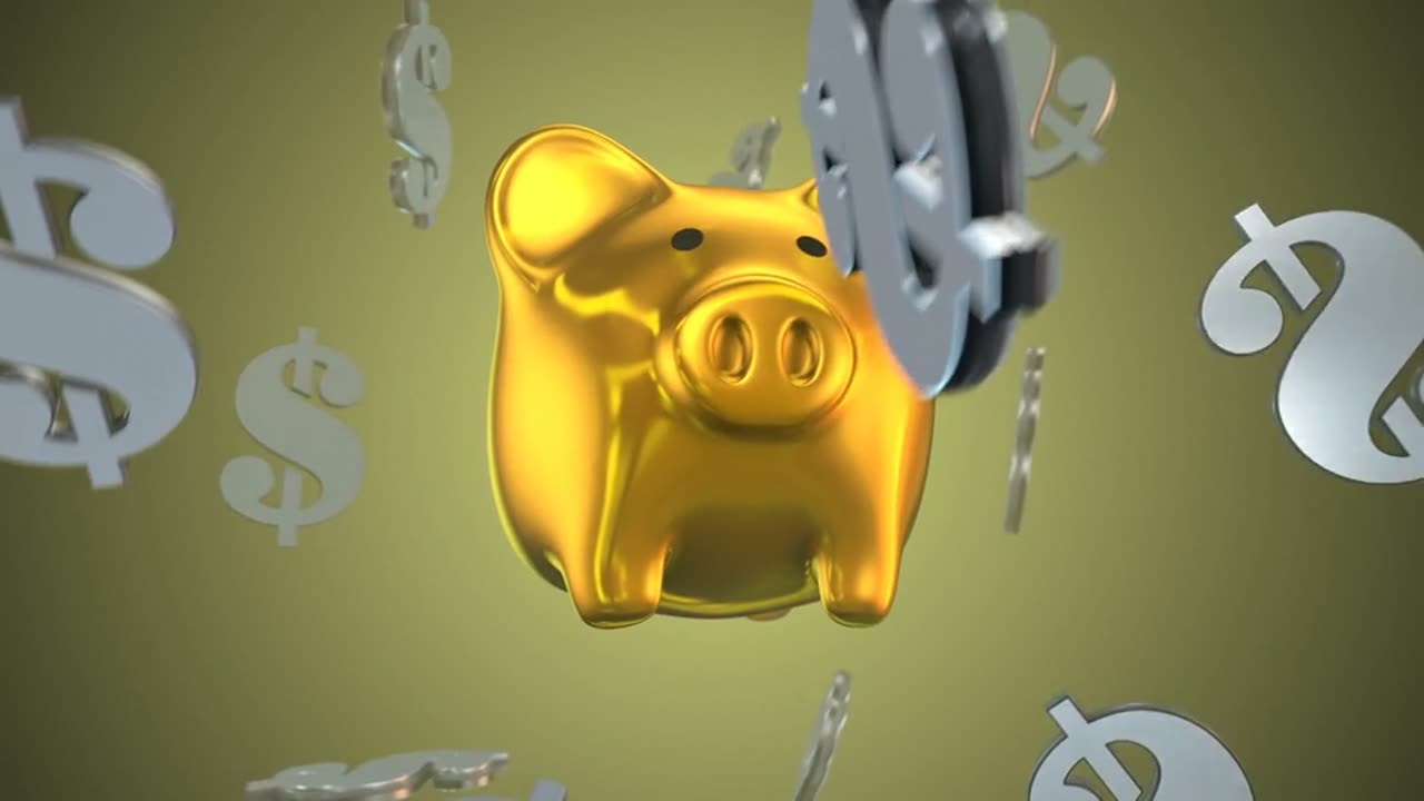 gold pig and silver dollar