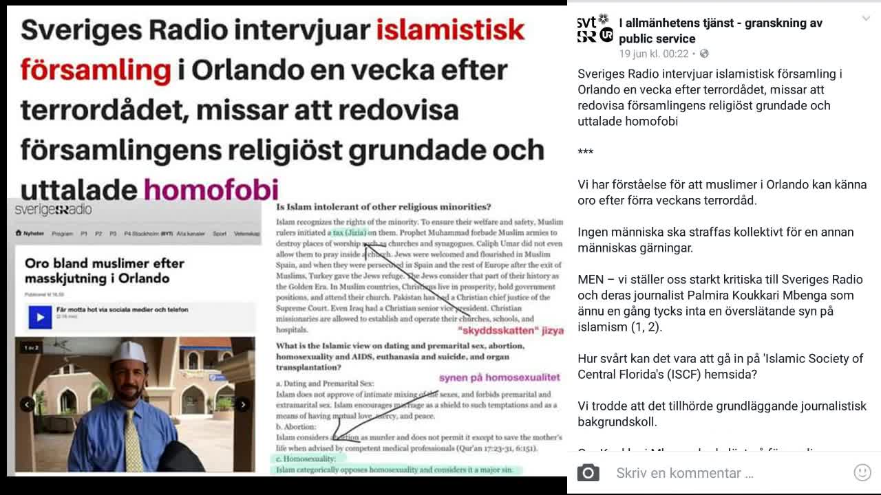 Rapporterar inte om homofobiska åsikter