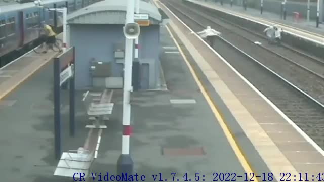 Terrifying CCTV_ Commuters narrowly avoid getting hit by trains in National Rail