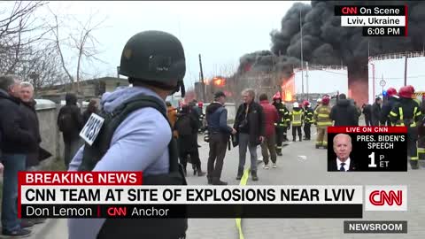 A report by CNN correspondent Don Lemon from the Lviv oil depot that was "calibrated" today