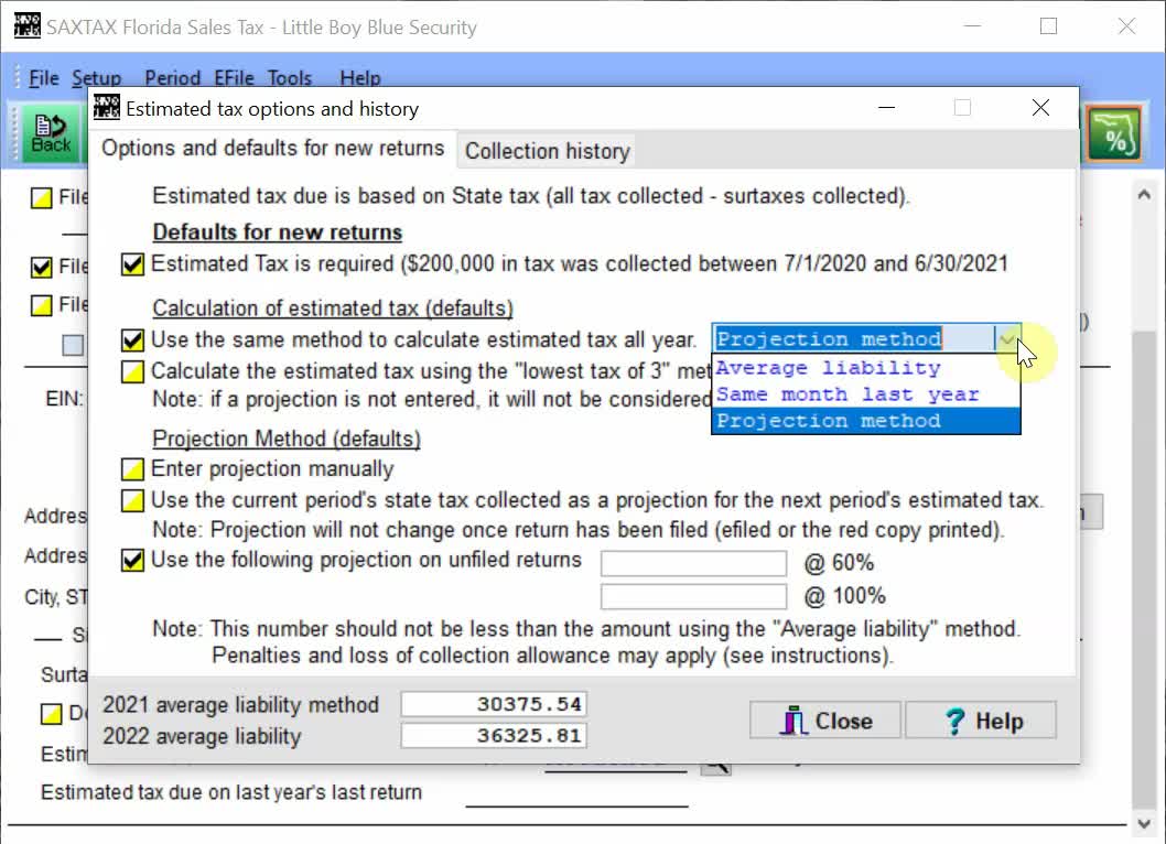 SAXTAX Florida Sales and Use Tax Return - Estimated Tax