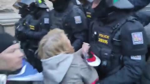 Czechs clash with police as they try to take down the Ukrainian flag from the National Museum