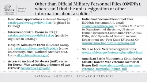 2023 Genealogy Series Accessing and Understanding Korean War Army Unit Records 2023 June 7