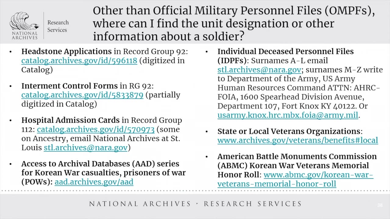 2023 Genealogy Series Accessing and Understanding Korean War Army Unit Records 2023 June 7