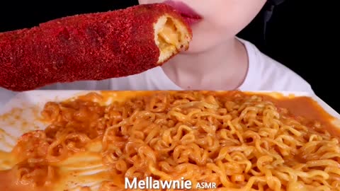 ASMR CHEETOS CHEESE CORN DOGS, CHEESY FIRE NOODLES 직접만든 치토스 치즈핫도그, 꾸덕 불닭볶음면 EATING SOUNDS MUKBANG 먹방