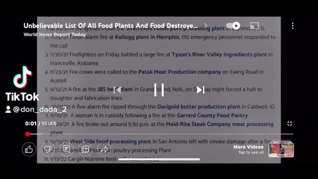 Burned animals and food plants list