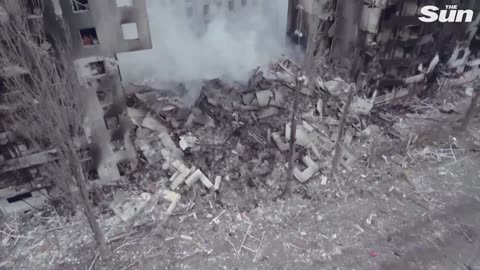 Heart-breaking drone footage shows sheer devastation of Borodyanka near Kyiv