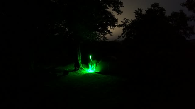 Nightlapse. Putting up a tent