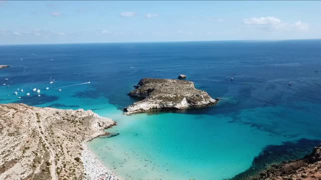 aerial view of isola dei conigli next to the island of lampedusa sicily italy