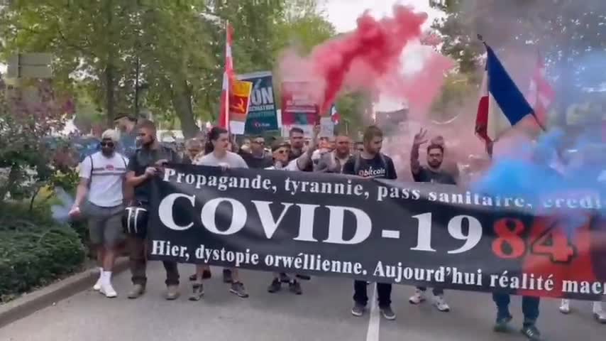 COVID-19 / 1984 Protest banner